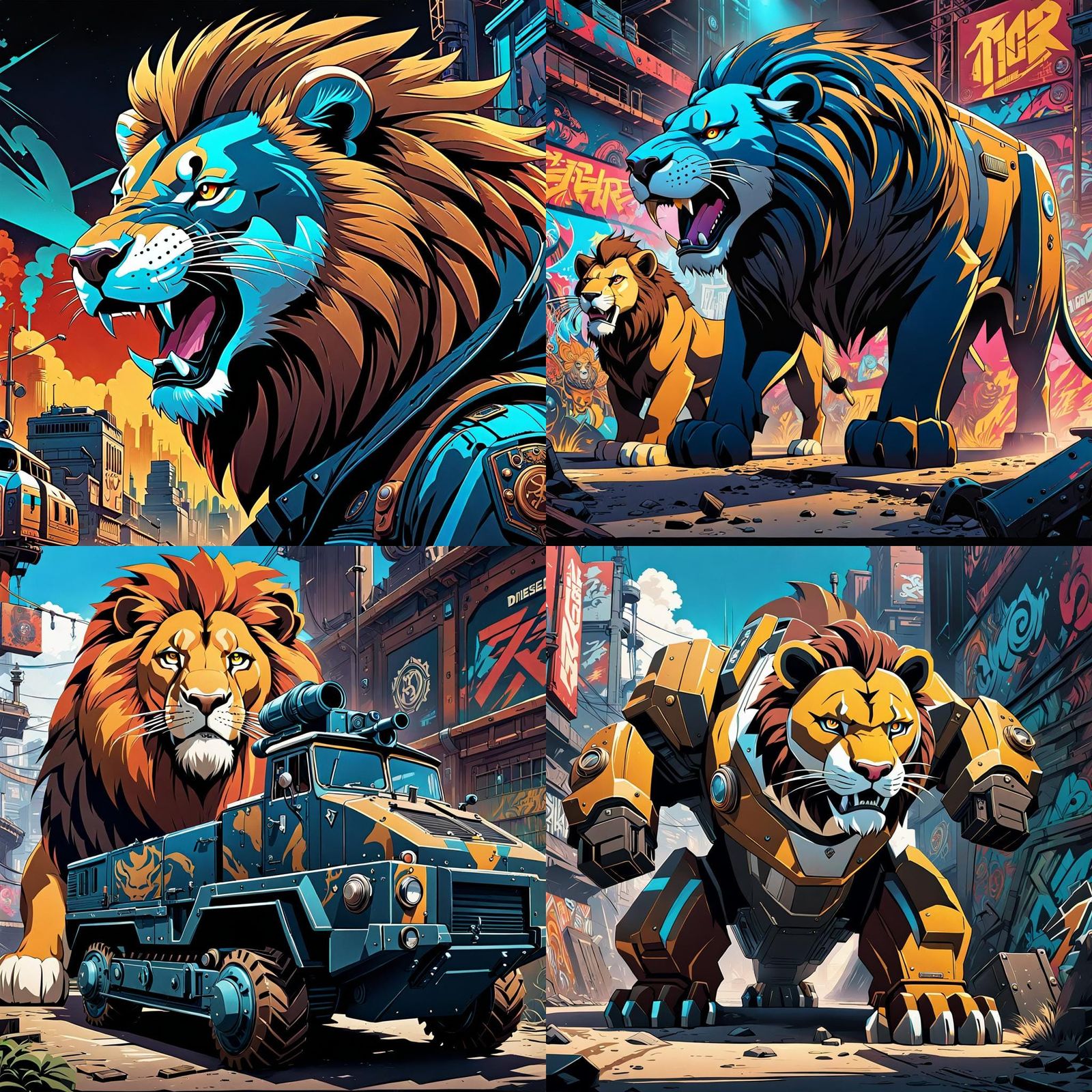 Dieselpunk Graffiti Art Featuring Grizzly, Hammerhead, and L...