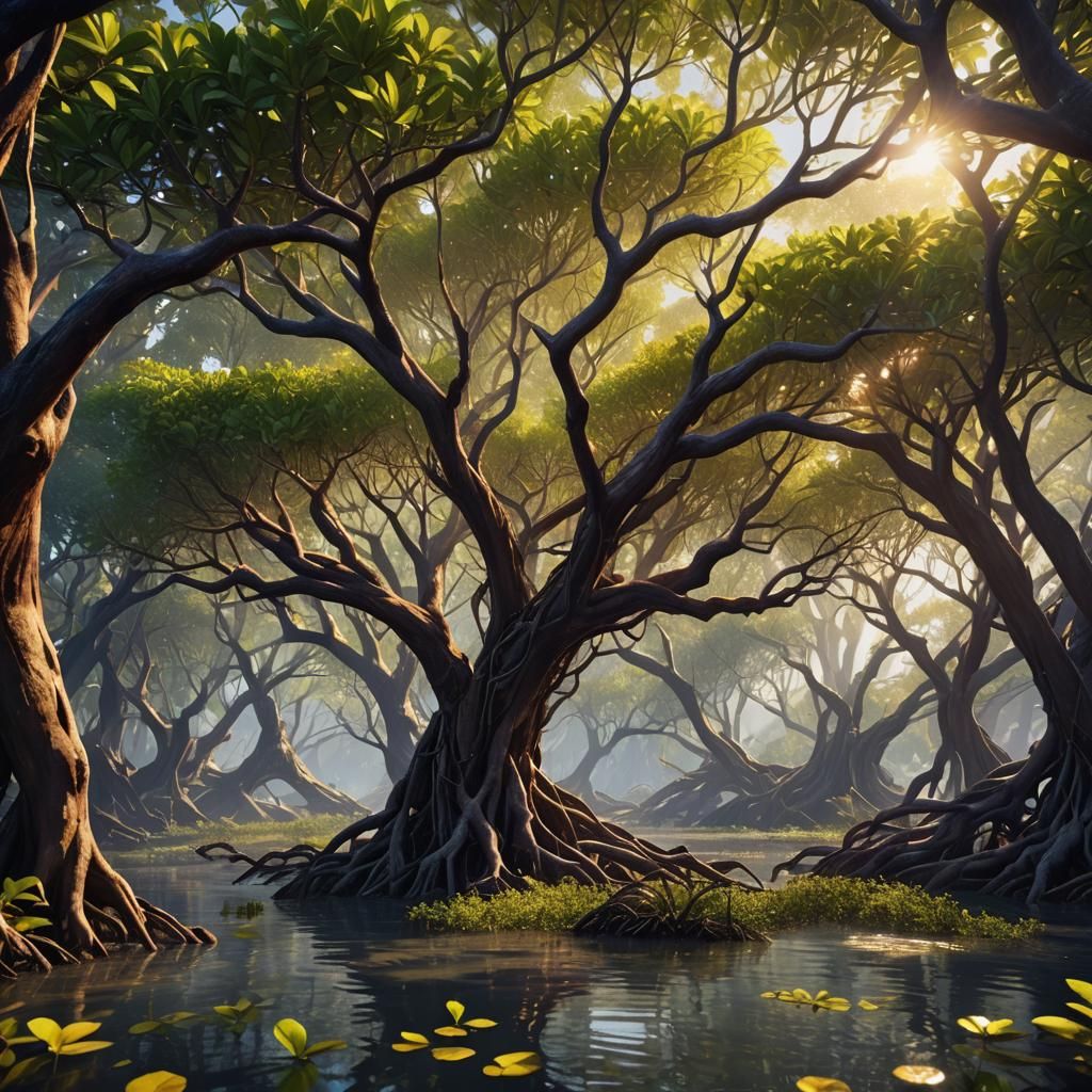 Detailed Mangrove Tree Matte Painting