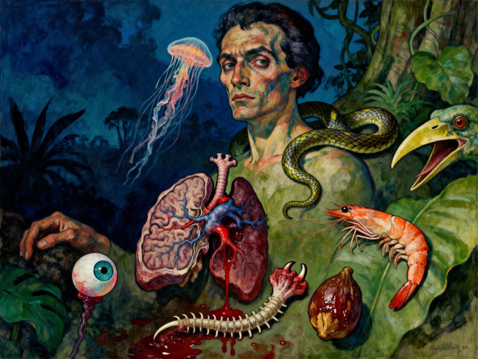 Surreal Mutant Zygote in Egon Schiele Style