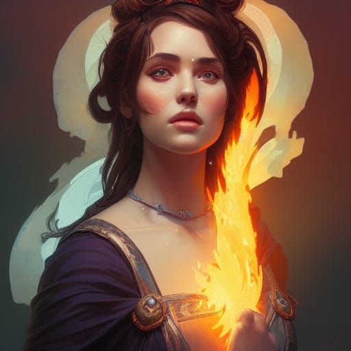 Hestia: Goddess of Hearth Fire Portrait