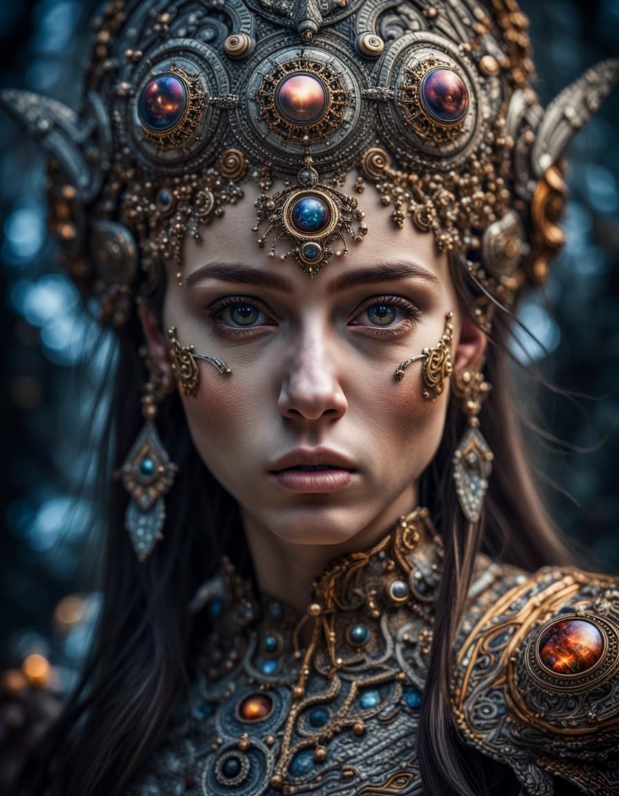 Cosmic Fantasy Portrait in Hyperrealistic Style
