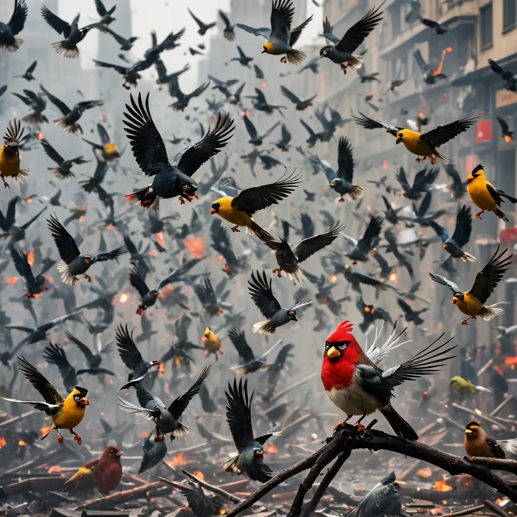 Angry Birds Riot in City Streets: Wildlife Photography