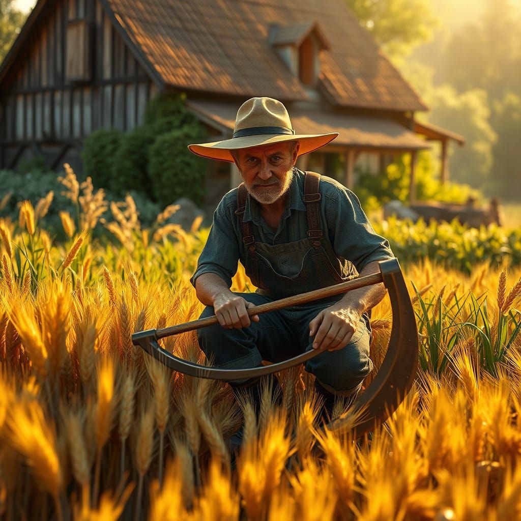 Golden Wheat Harvest Scene in a Vibrant Countryside