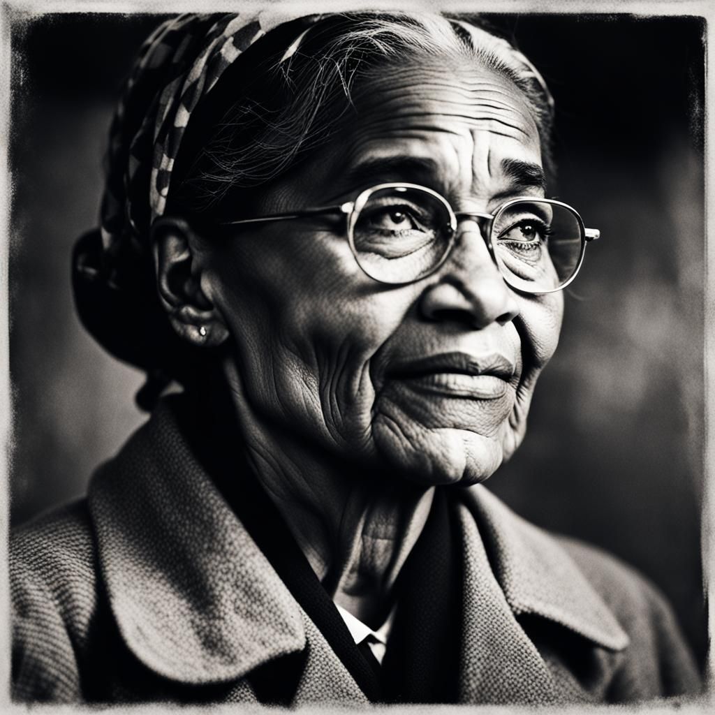 Determined face Rosa Parks Close up portrait, ambient light,...