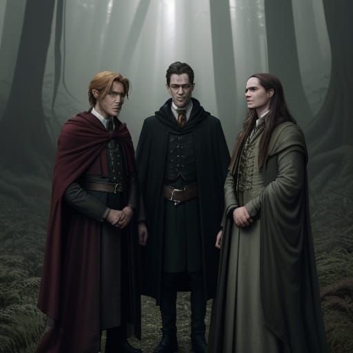 Harry Potter Golden Trio in Forbidden Forest
