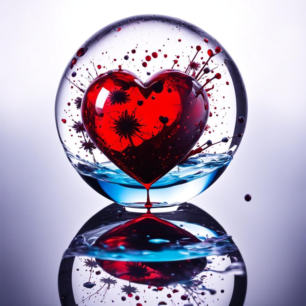 Bloody Crystal Heart with Flowers, Splash Art