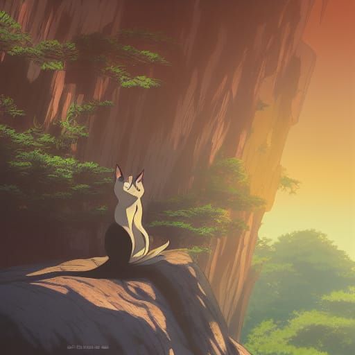 Anime Cat in Studio Ghibli Style