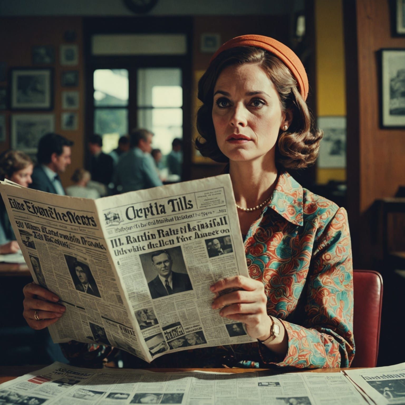 Colorful 60s Newspaper Drawing of a Woman