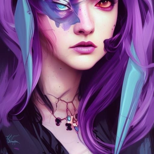 Raven DC Portrait with Purple Accents