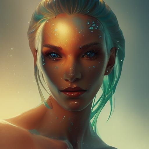 Eldritch Toxic Mermaid Portrait in Art Nouveau Style