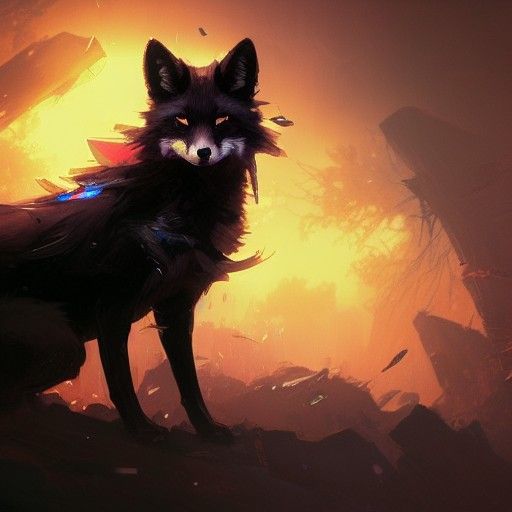 Hyperdetailed Black Fox Concept Art in 8K