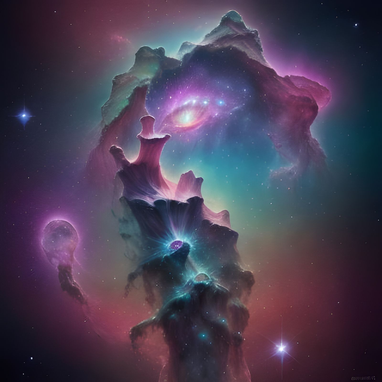 Pillars of Creation: Holographic Astral Illustration