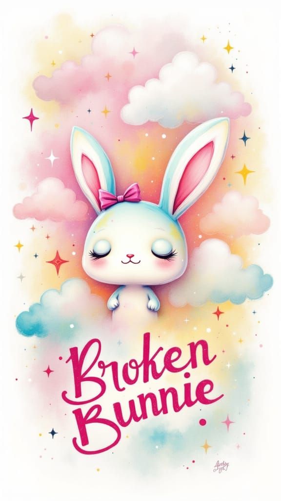 Whimsical Bunny Mobile Background in Pastel Colors