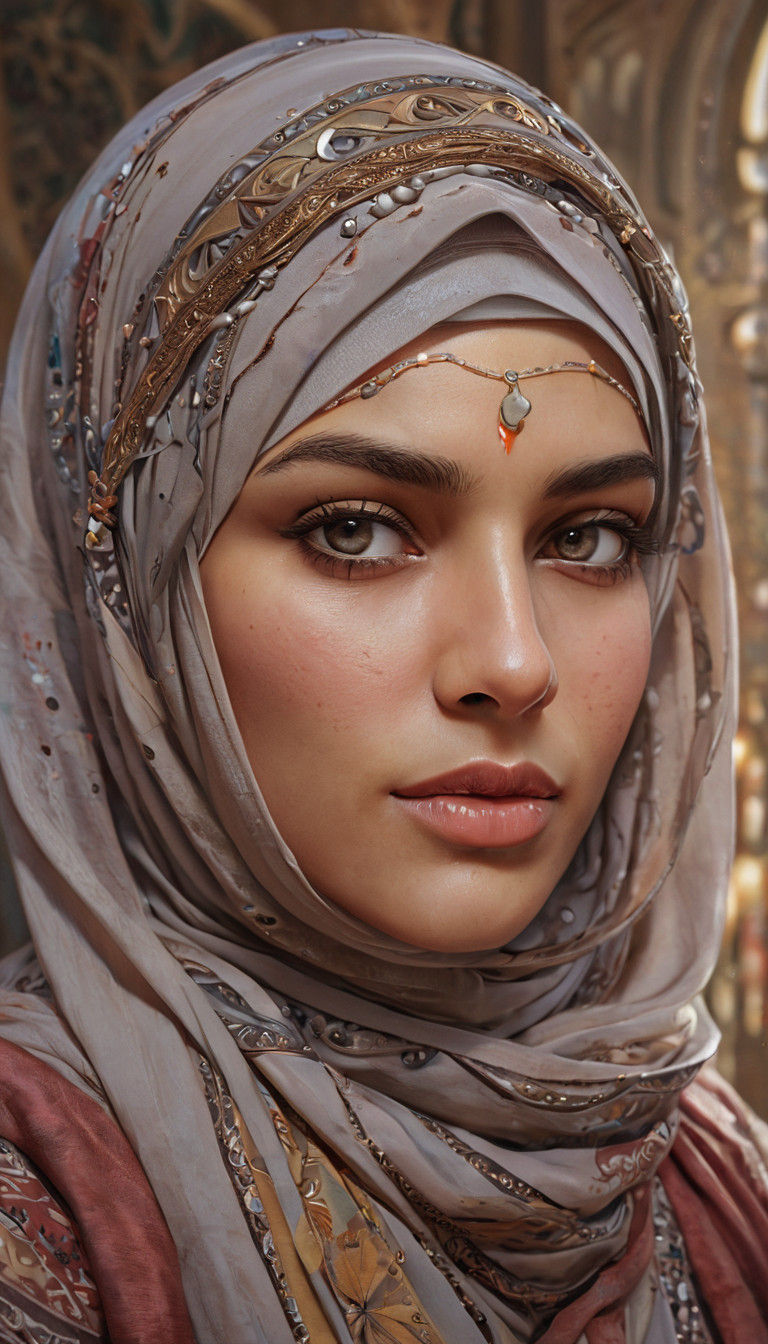 Vibrant Portrait of a Dignified Arab Woman in Hijab
