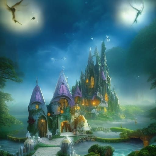 Detailed Fairyland Matte Painting in Deep Color
