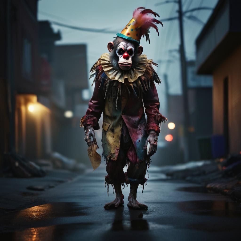 Cinematic Zombie Monster Stroll through the Streets at Golde...