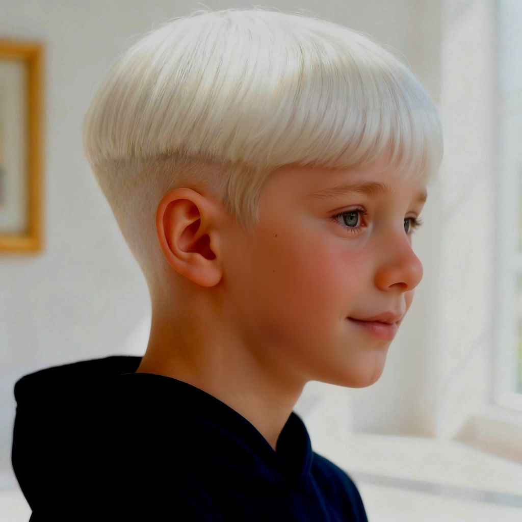 Boy with White-Blond Hair in Bright Light