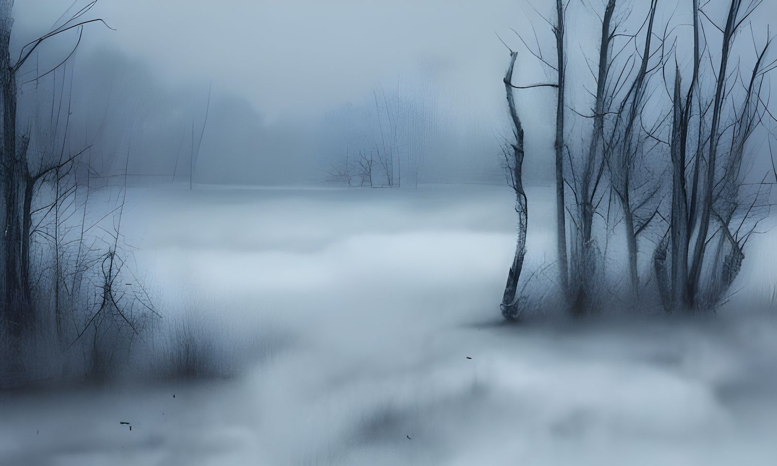 Sinister Frost-Covered Landscape in Black Metal Style