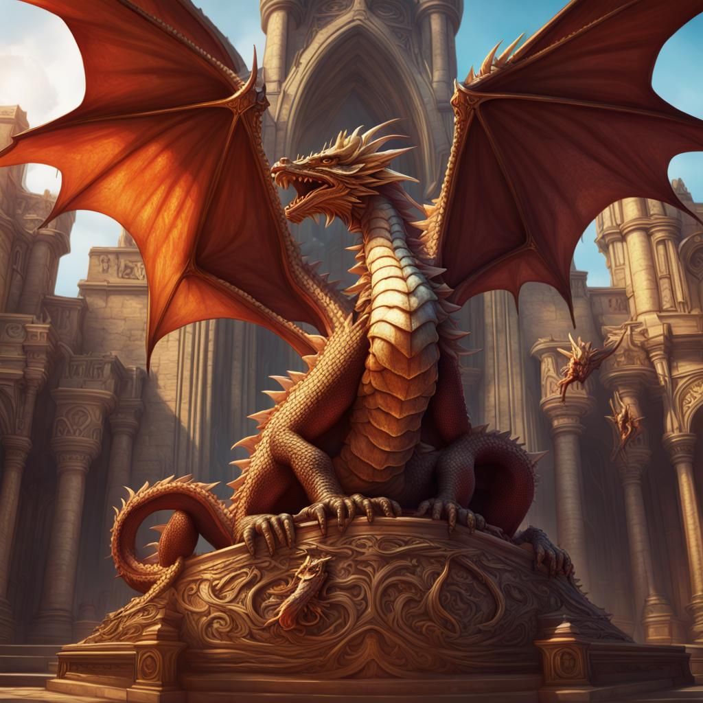 Dragon Protecting Throne in Classic Academia Style