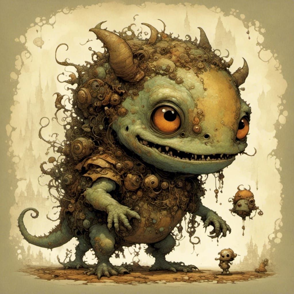 Cute Baby Monster Illustration in Storybook Style