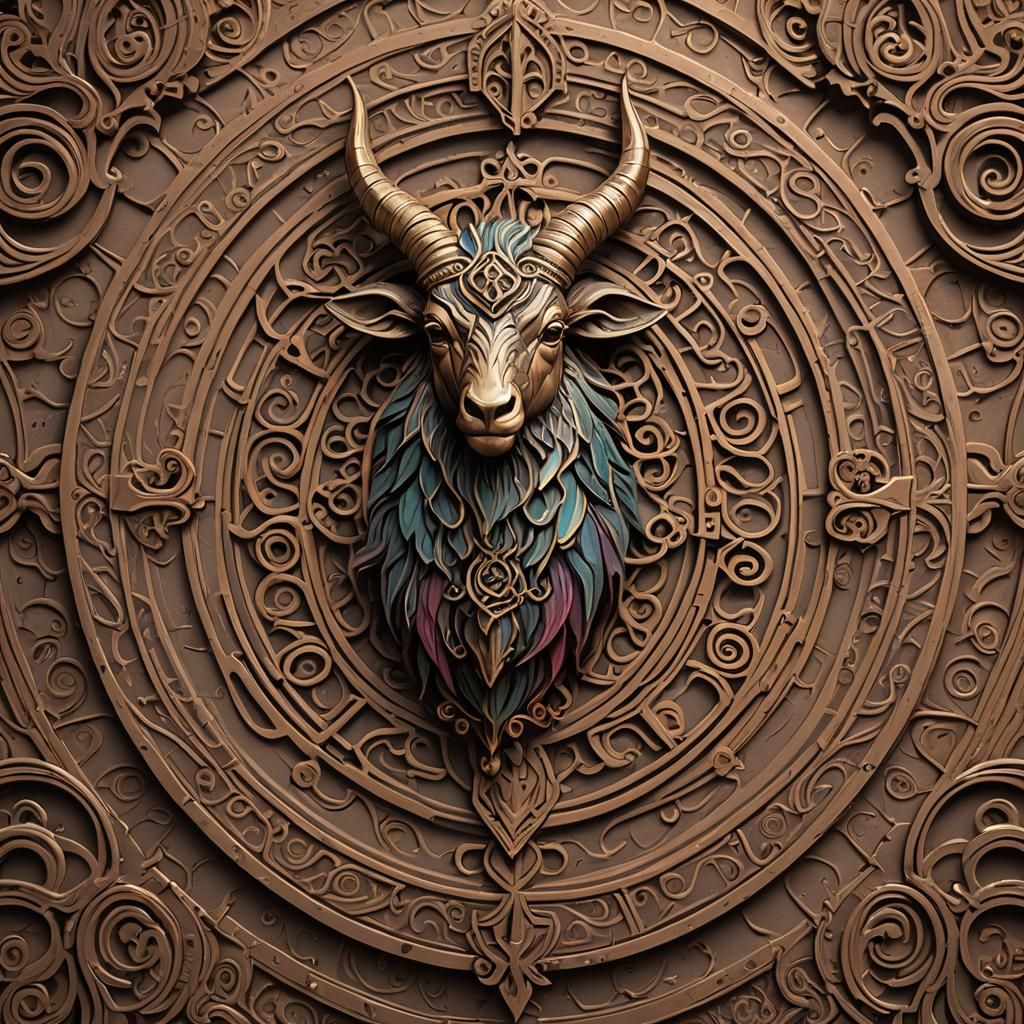Fantastical El Chivo Symbol in Deep Color
