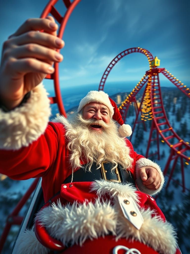 Santa on Thrilling Sleigh Rollercoaster Ride in Cyberpunk St...