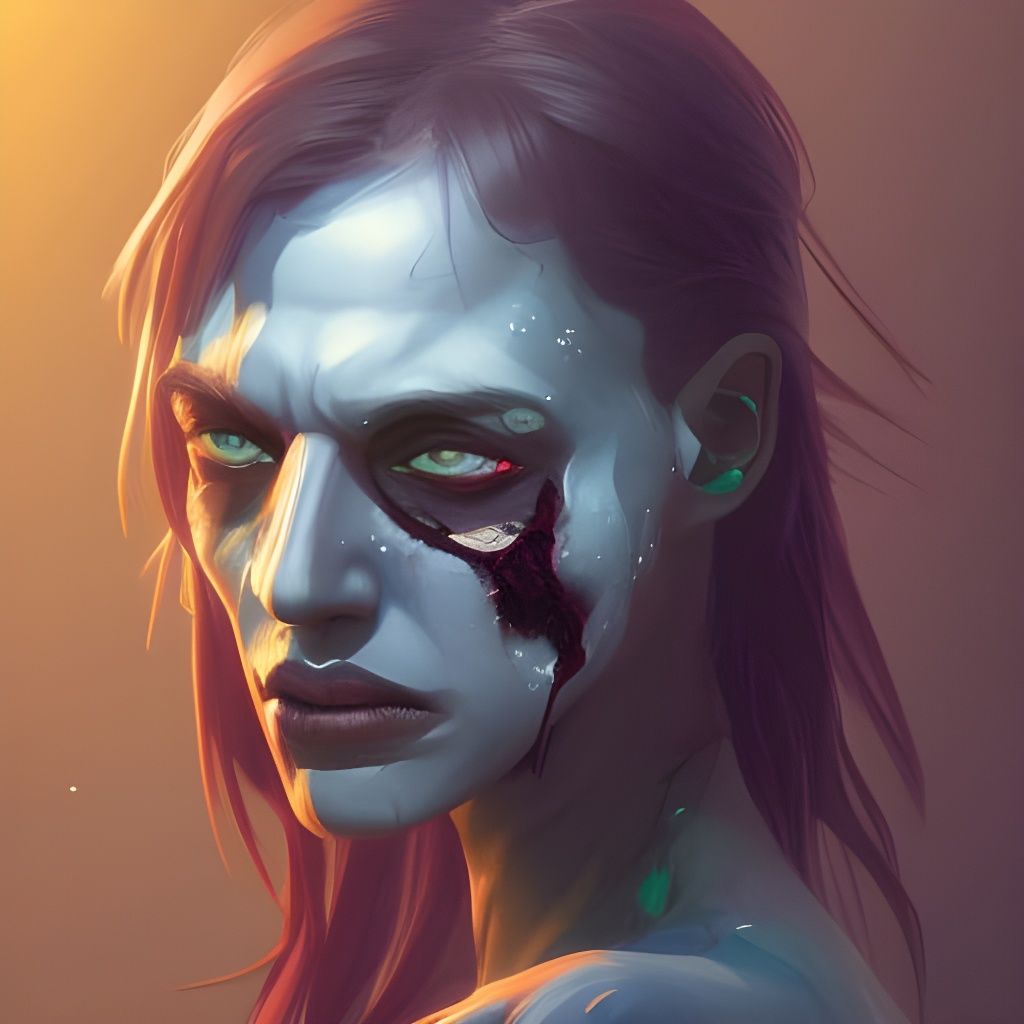 Android Zombie Portrait in Hyperdetailed Style