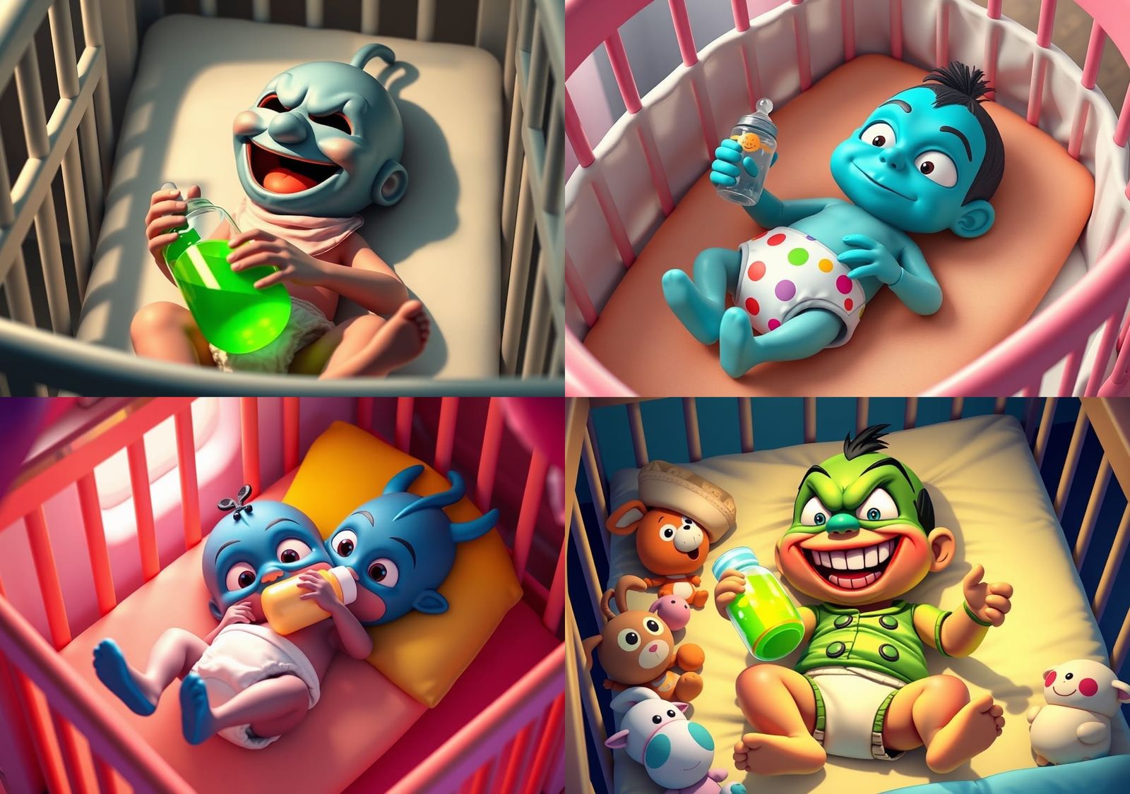 The Mask as Baby: 3D Cartoon Render