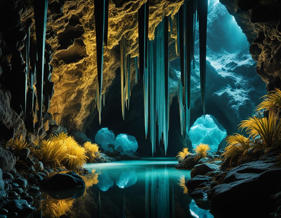 Crystal Caves and Jungle in Duotone Color