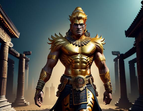 Electrifying Jaguar Warrior in Mystical Temple