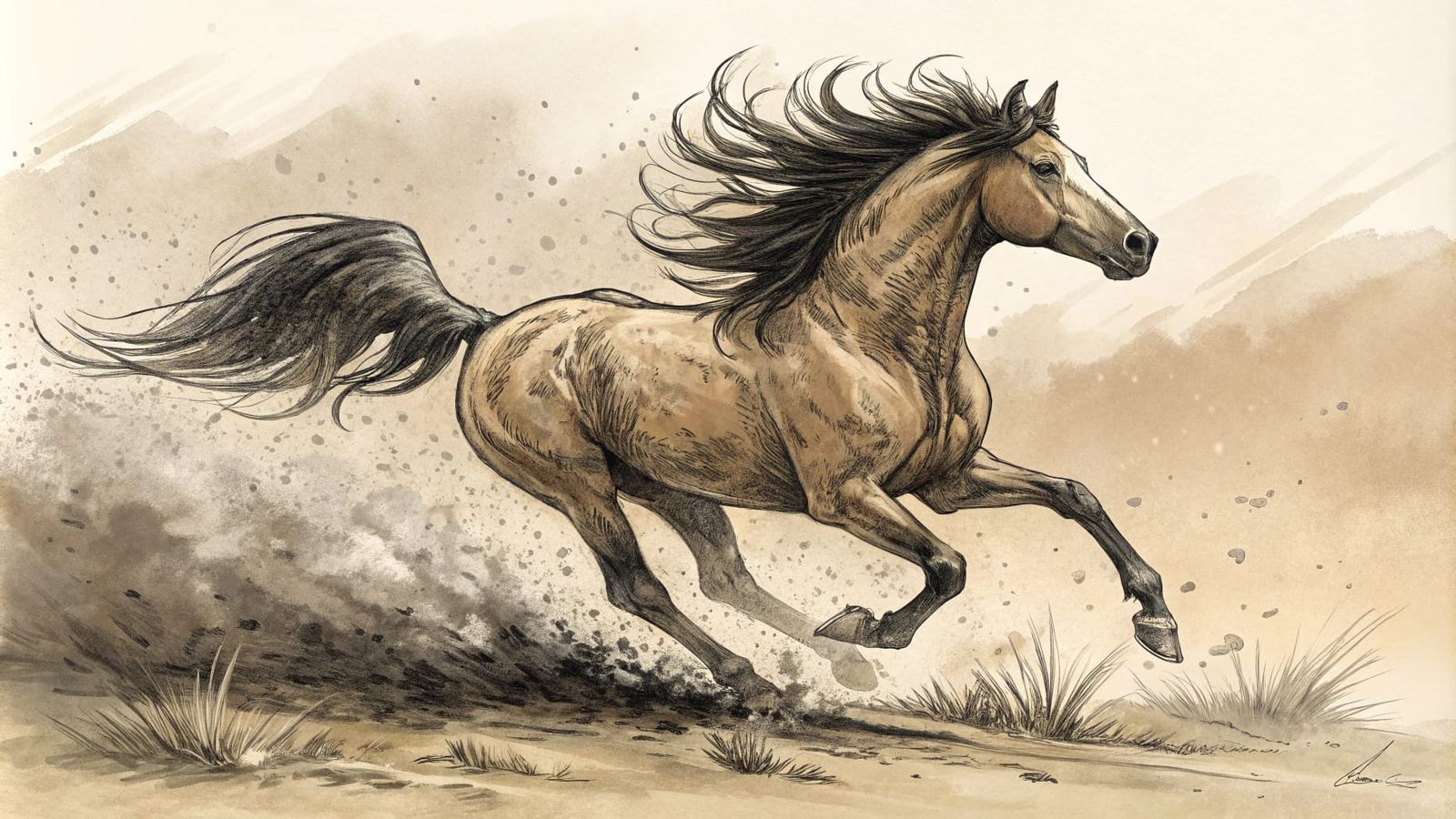 Galloping Horse in Expressive Sketch Style