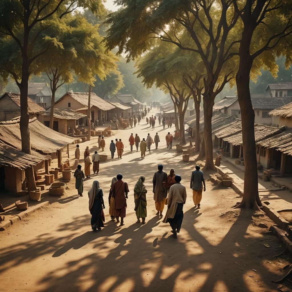 Indian Village Scene in Cinematic Style