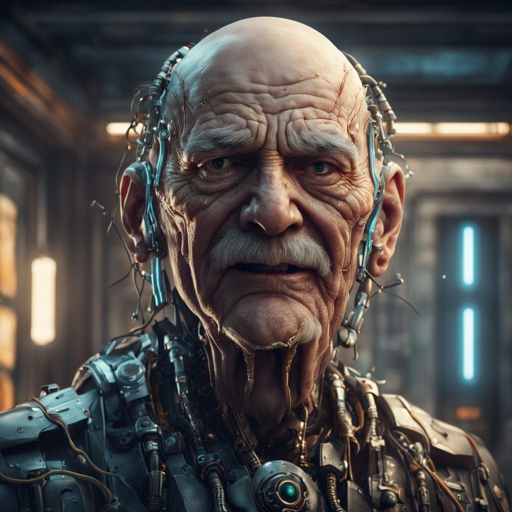 Cybernetic Elderman Revealed in Mysterious Bathroom