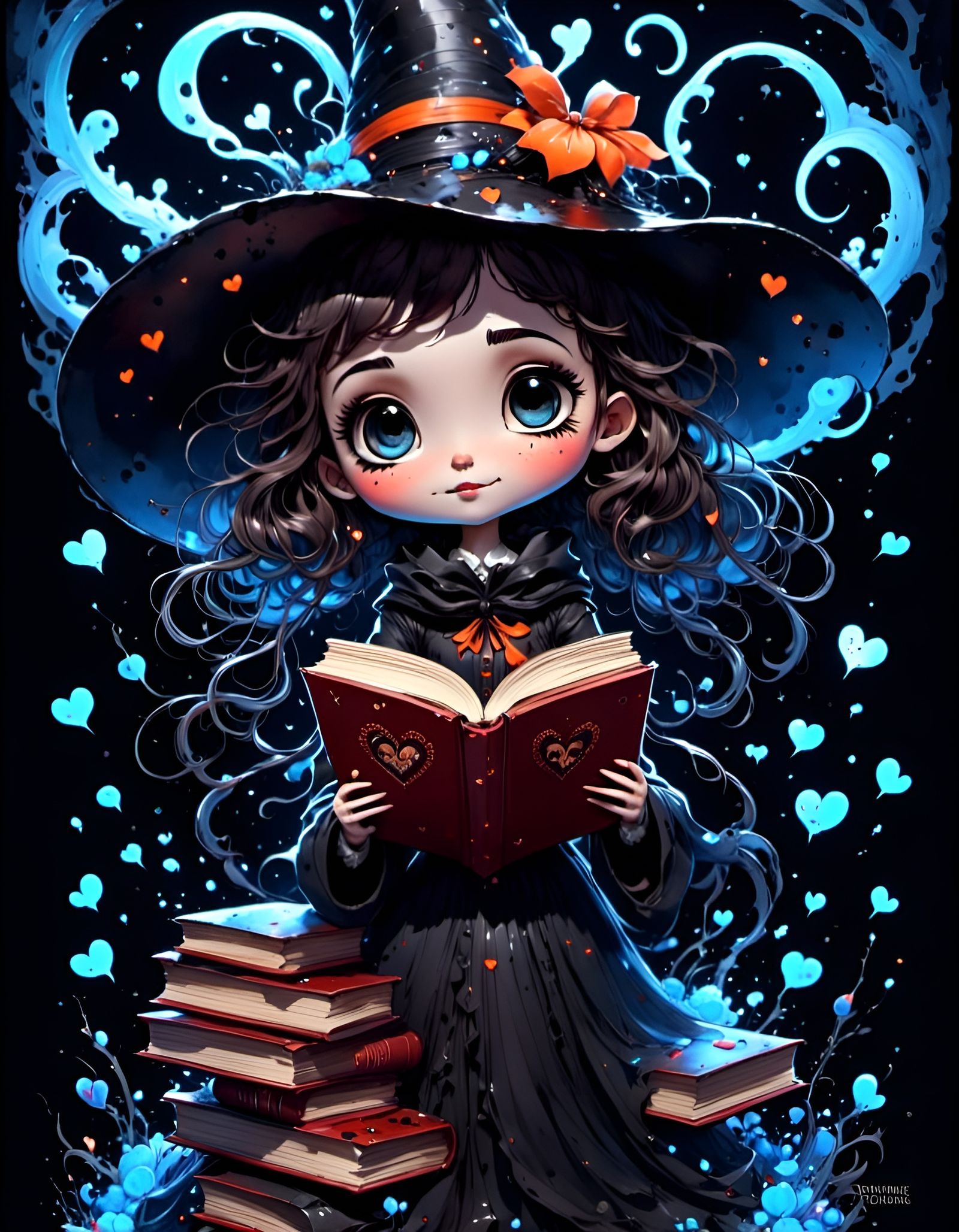 Charming Witch Hermine Granger Portrait in Ink Linework