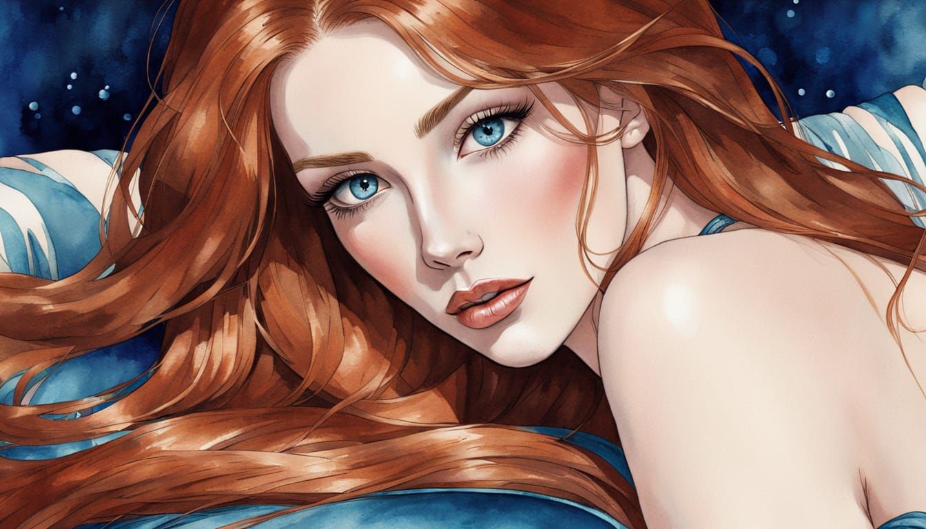 Anime Muse Poses in Watercolor Pin-Up Art