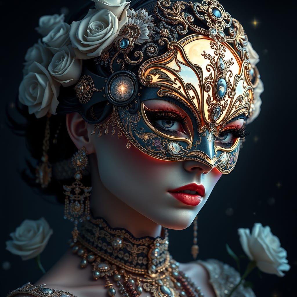 Celestial Goddess in Opulent Headdress