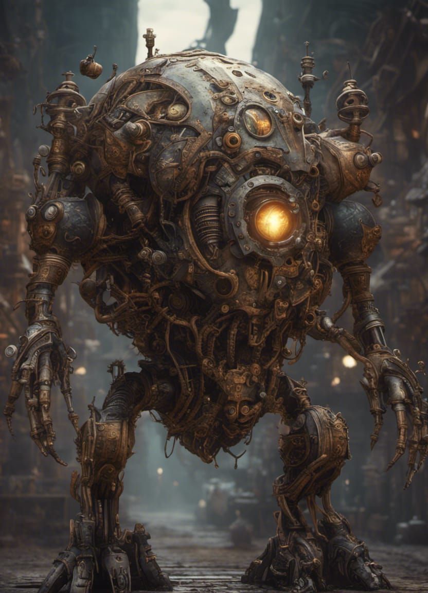 Detailed Steampunk Alien Concept Art