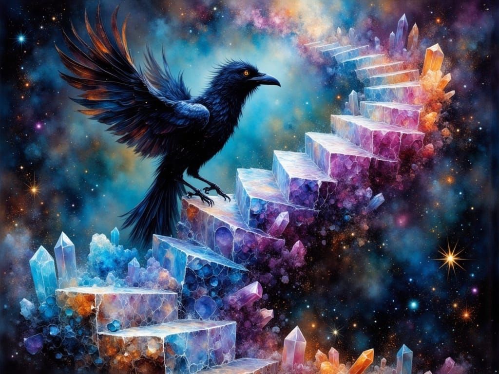Jester Crow on Crystal Feather Staircase