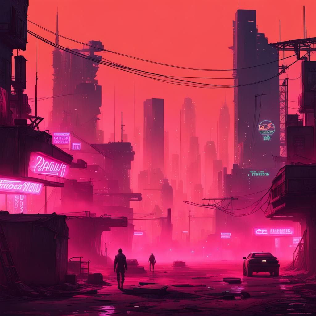 Cyberpunk Slums of 2099 with Neon Glow