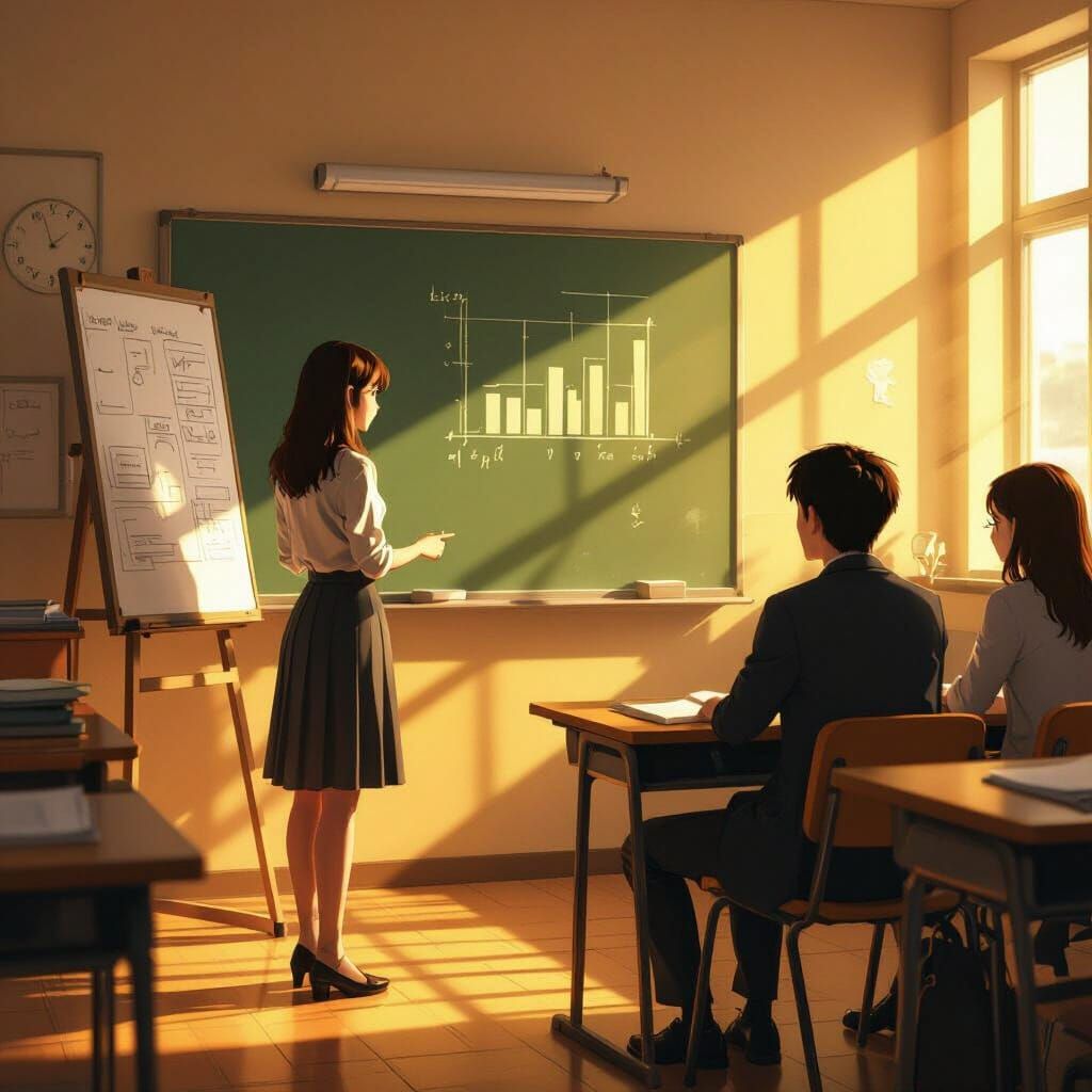 Classroom Scene with Teacher and Students