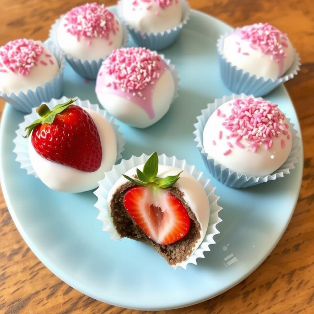 Sweet Strawberry Truffles in a Vibrant Impressionist Style