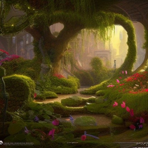 Fantastical Secret Garden in Detailed Matte Painting
