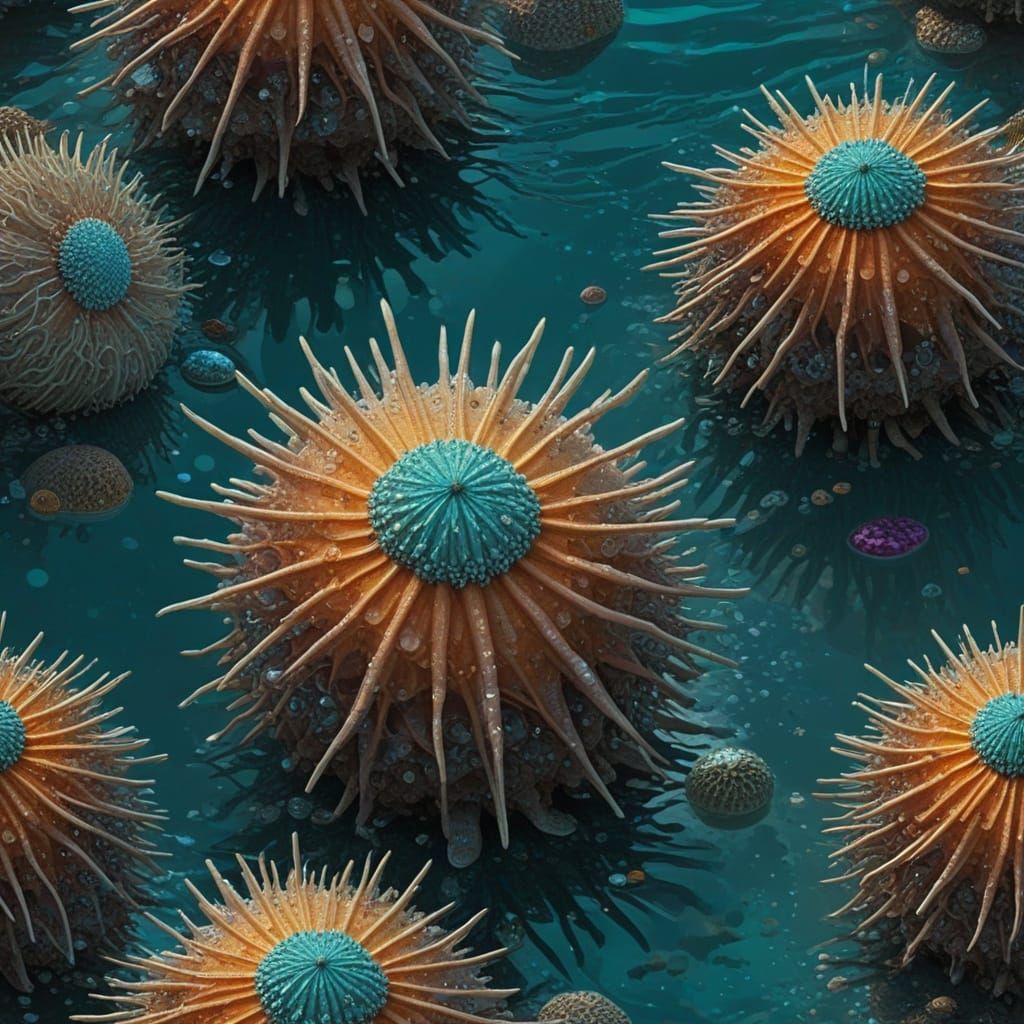 Glowing Sea Urchins in Crystal Tide Pools