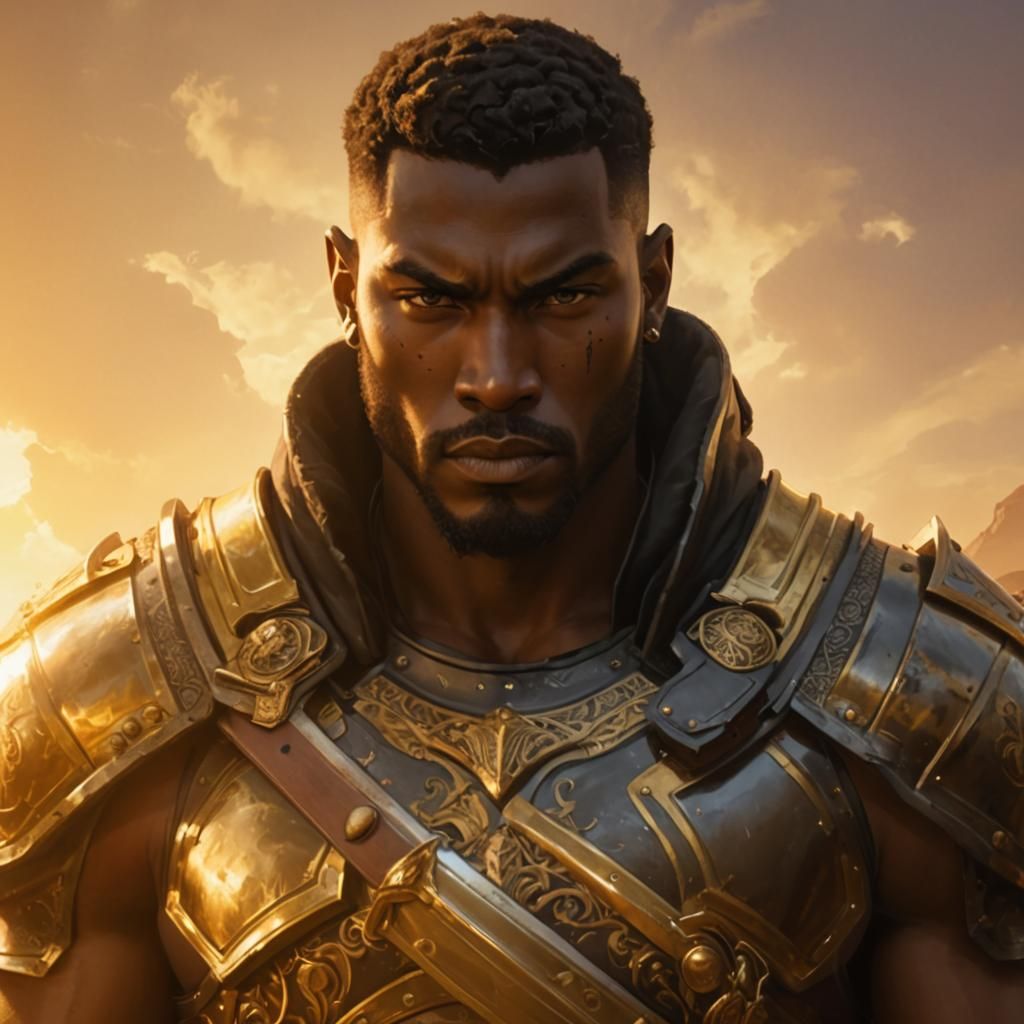 Fantasy Warlord Portrait with Black Steel Armor