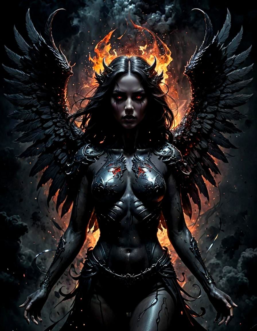 Cosmic Demon Angel: A Sad Beauty in Shadow