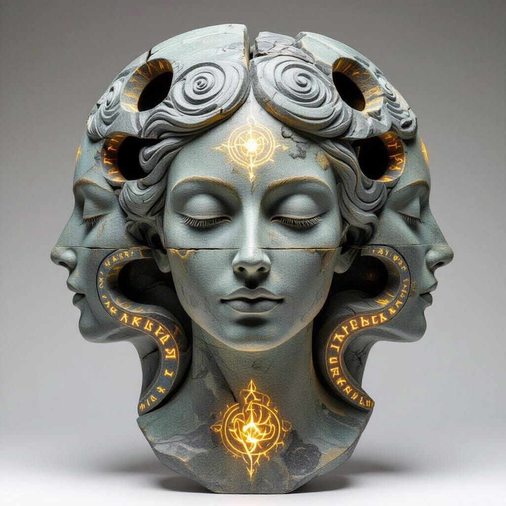 Celestial Goddess Sculpture Divided into Elemental Realms