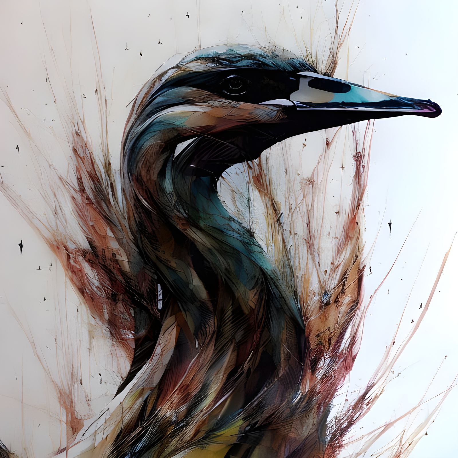 Colorful Ink Splash Swan Portrait in 3D