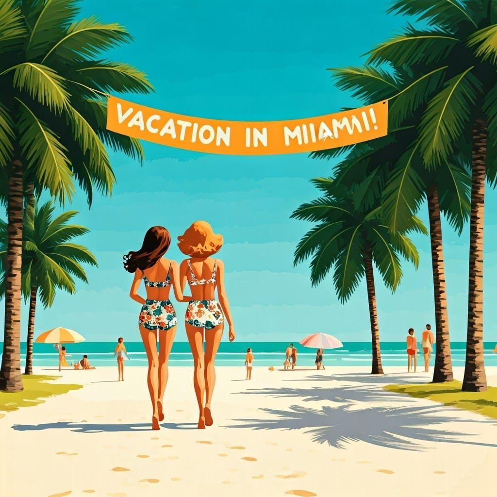 Miami Beach Vacation in Retro Pop Art Style