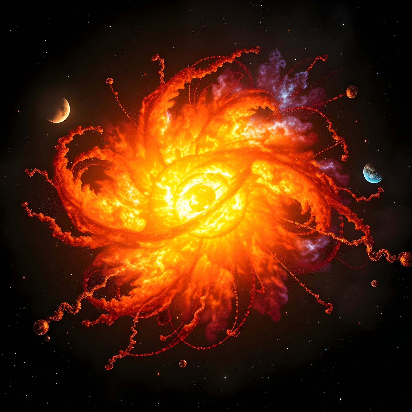 Colorful Supernova Explosion in Deep Space