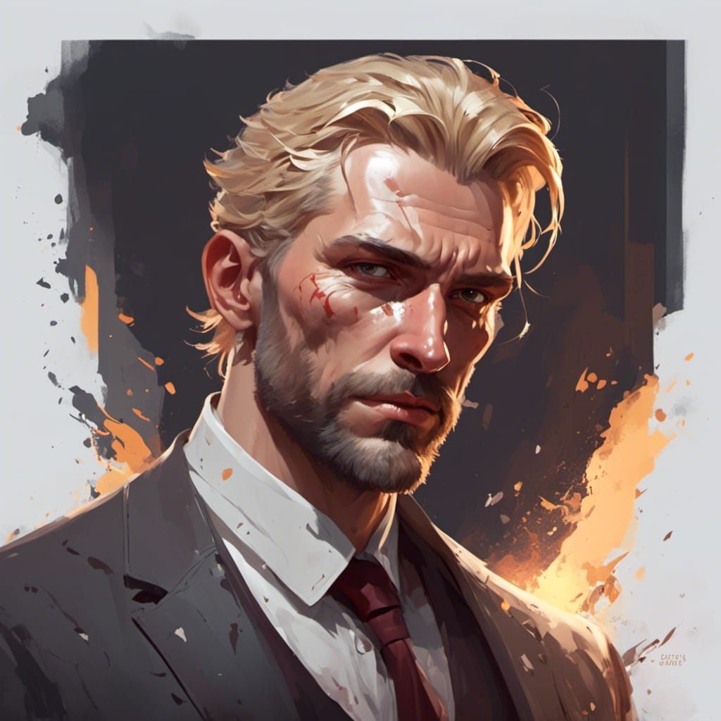 Blonde Russian Enforcer Portrait in Art Nouveau Style